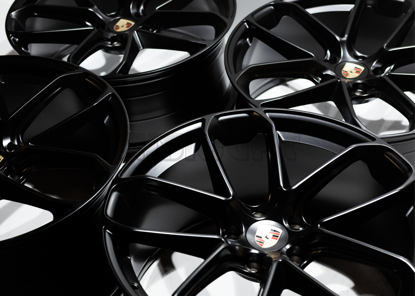 22" Matte Black Machined Wheels For Porsche (5x130) Staggered Set 22x9.5/11.5