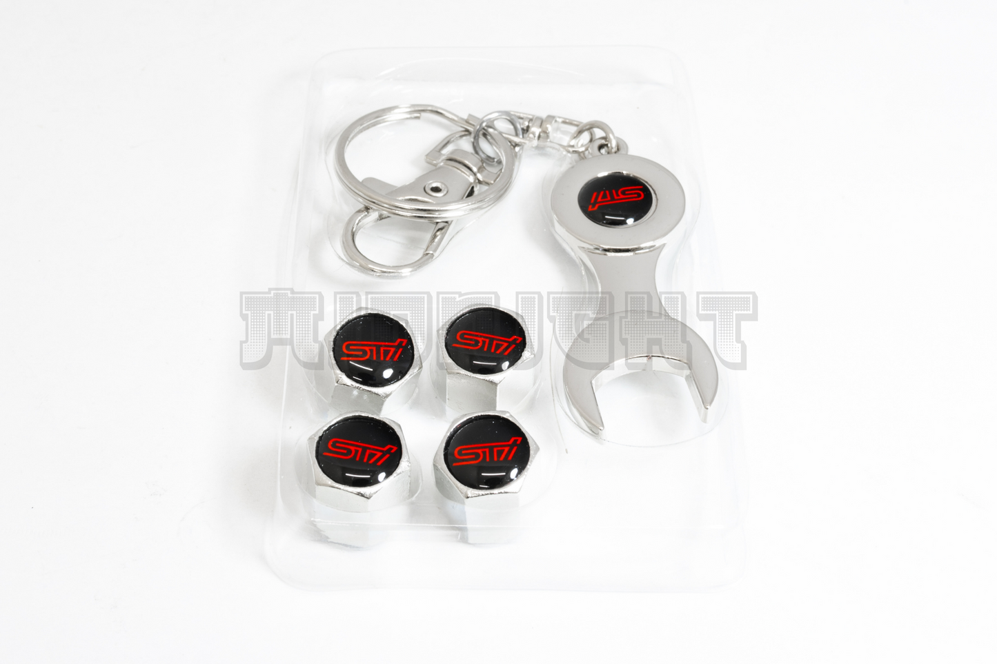 Subaru STI Valve Stem Caps With Wrench Keychain