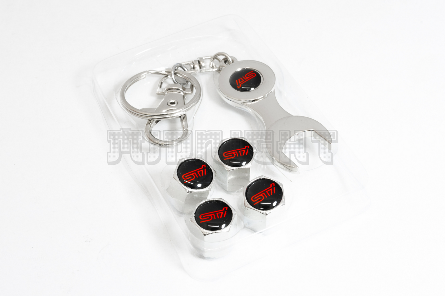 Subaru STI Valve Stem Caps With Wrench Keychain