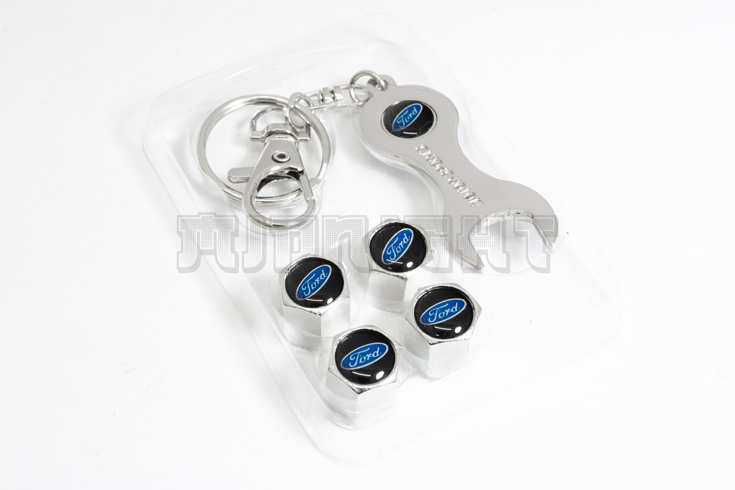 Ford Valve Stem Caps With Wrench Keychain