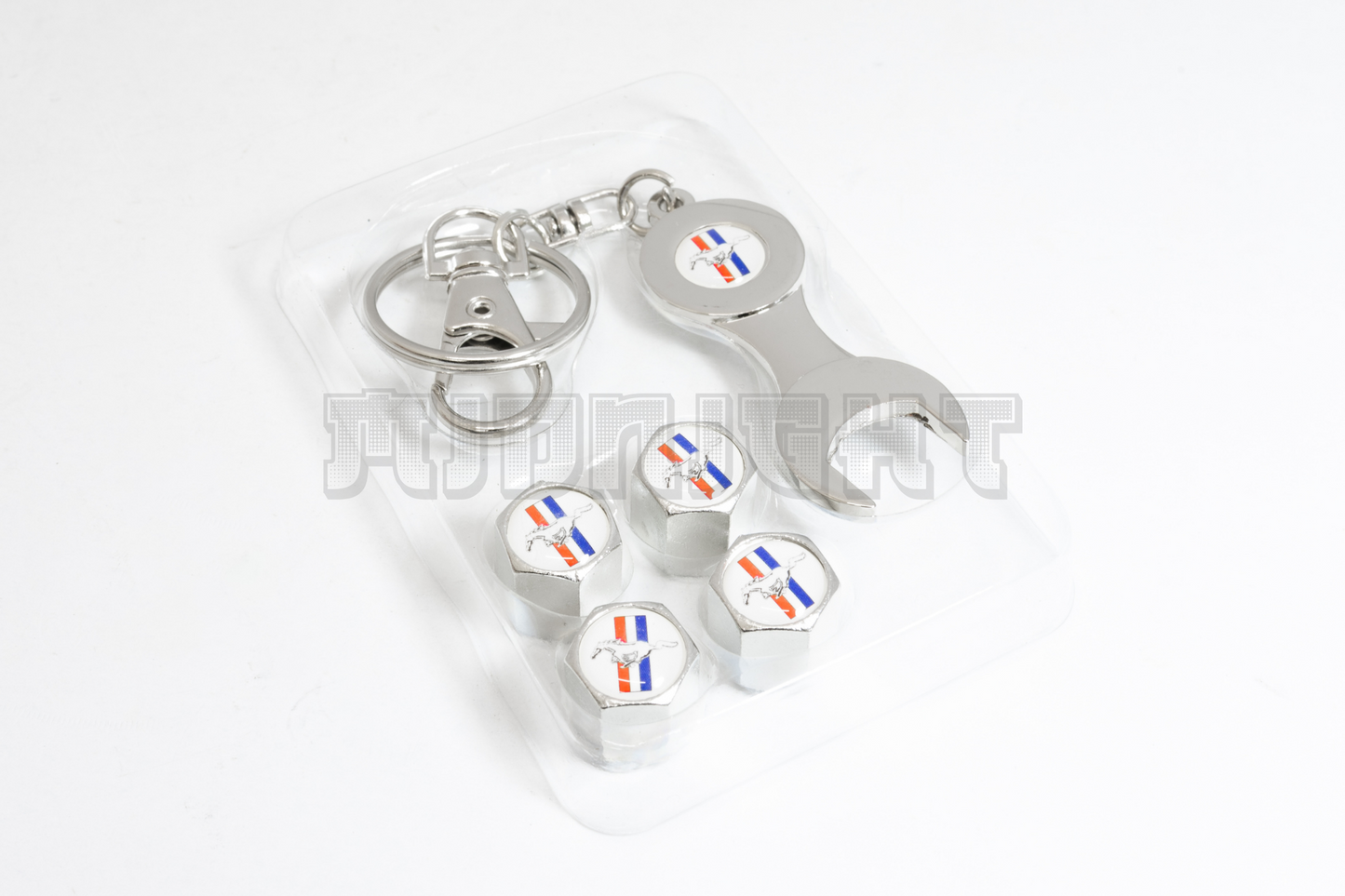 Ford Mustang Valve Stem Caps With Wrench Keychain
