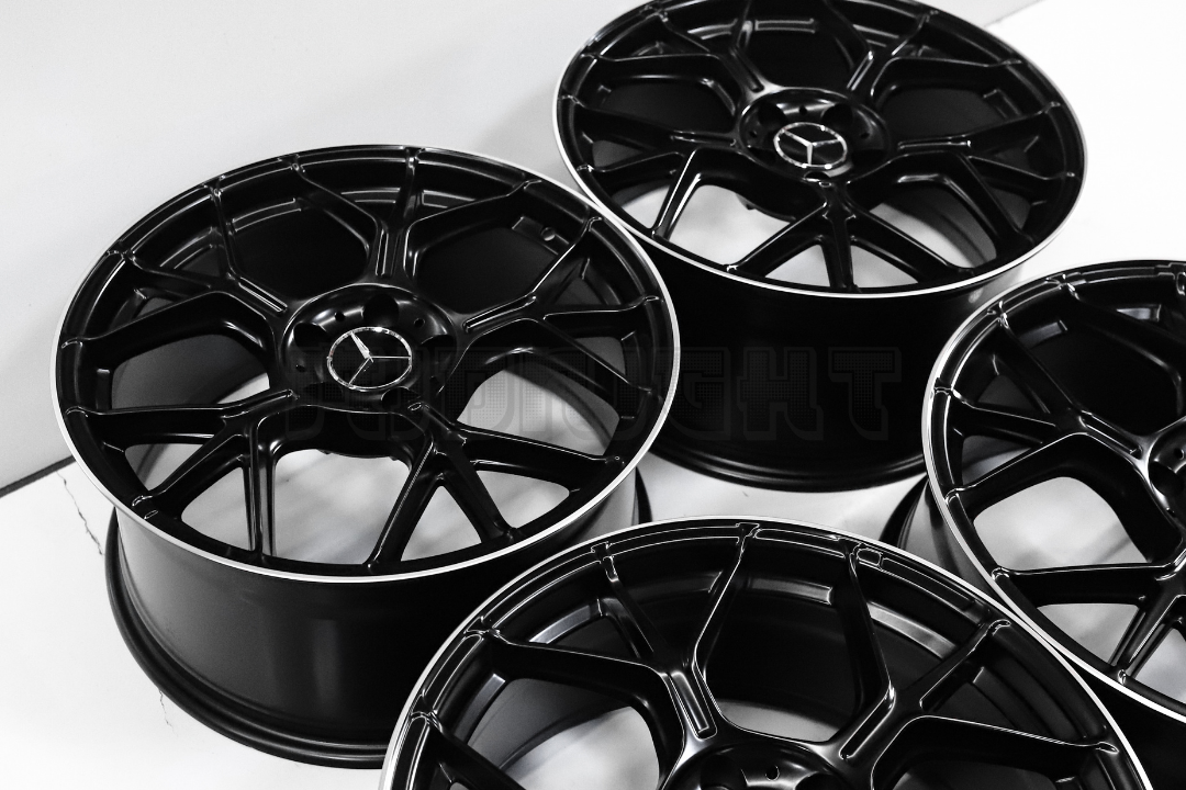 19" Satin Black Machined Wheels For Mercedes Staggered Set 19x8.5/9.5
