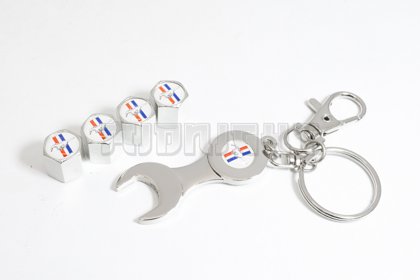 Ford Mustang Valve Stem Caps With Wrench Keychain