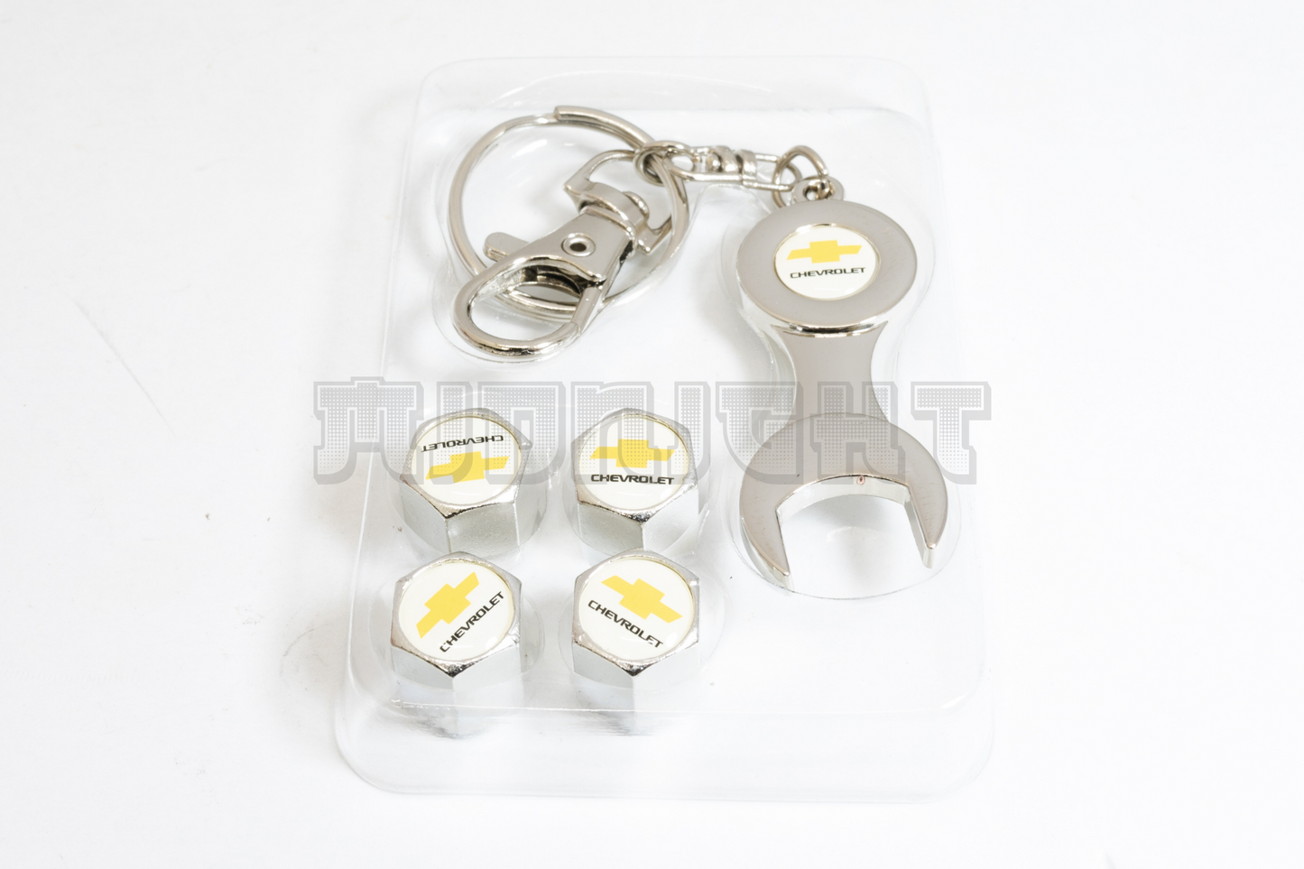 Chevrolet Valve Stem Caps With Wrench Keychain