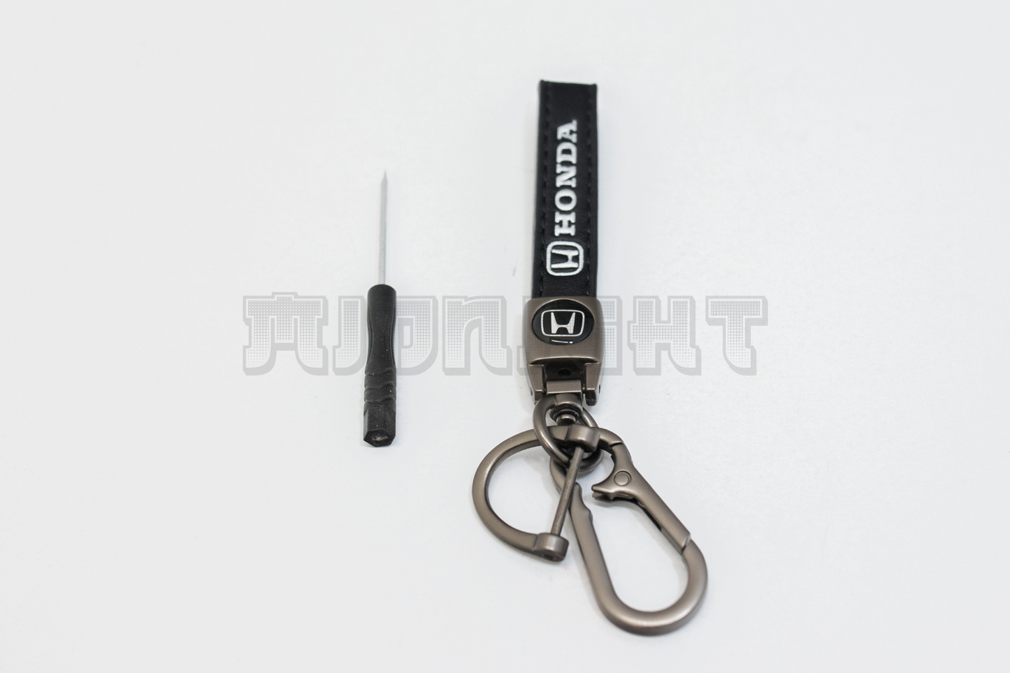 Honda Black Leather Keychain
