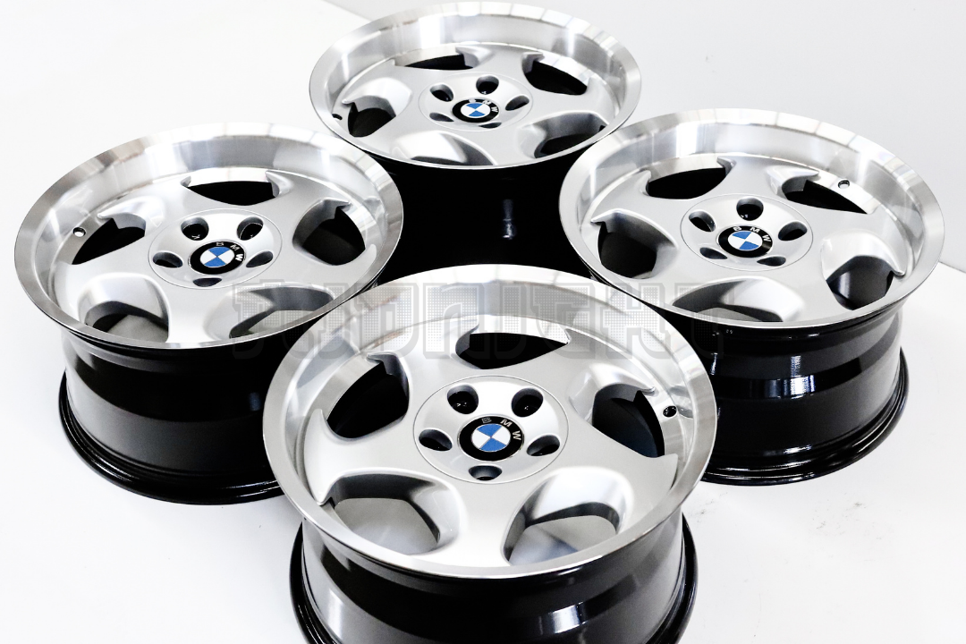 17"Silver Machined Lip Throwing Star Style Wheels Square Set (5x120)
