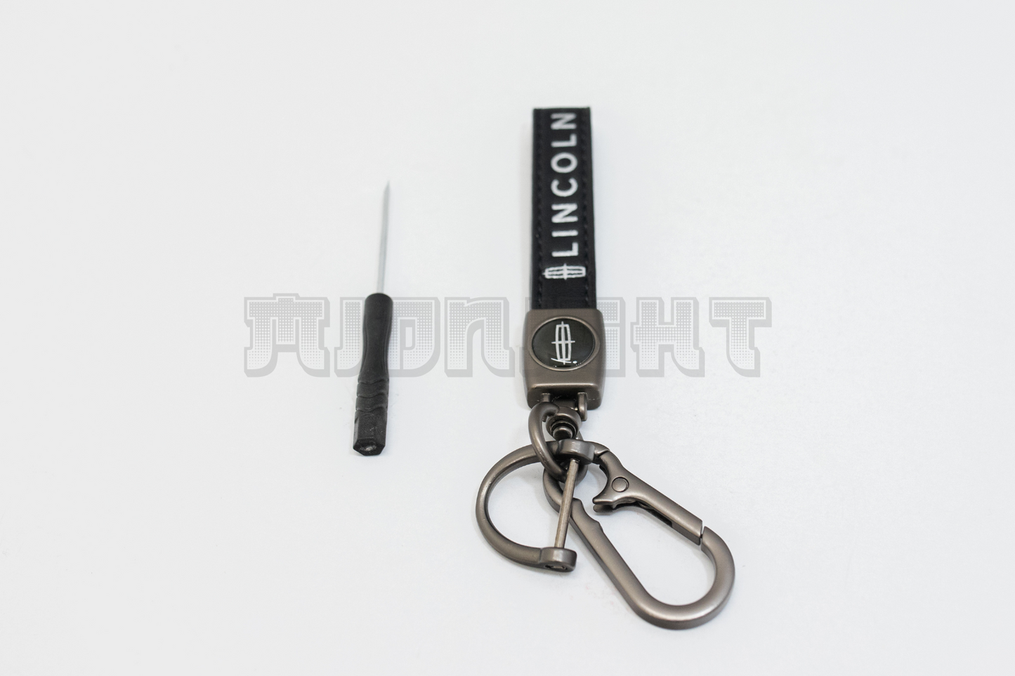 Lincoln Black Leather Keychain