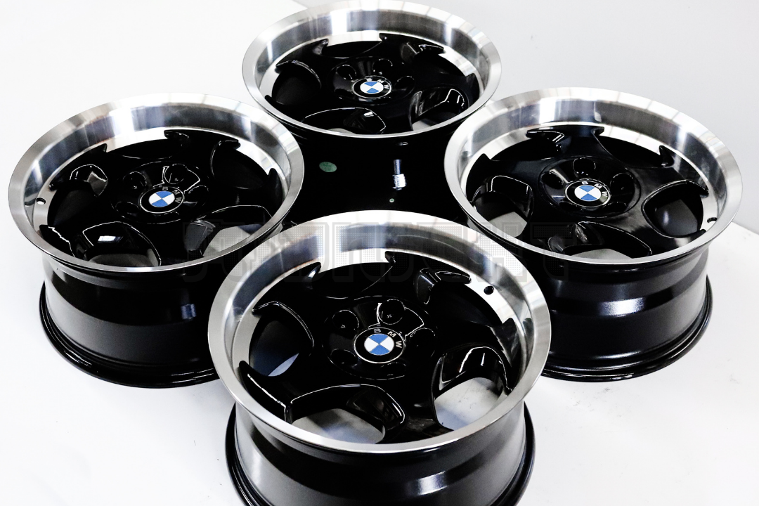 17" Gloss Black Machined Lip Throwing Star Style Wheels Square Set (5x120)