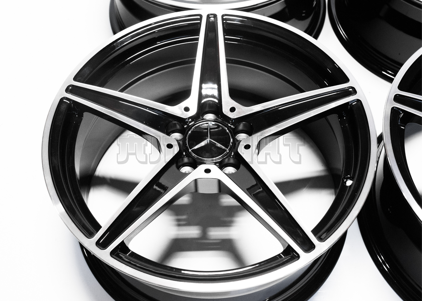 18" Gloss Black Machined Wheels For Mercedes Square Set (5x112)