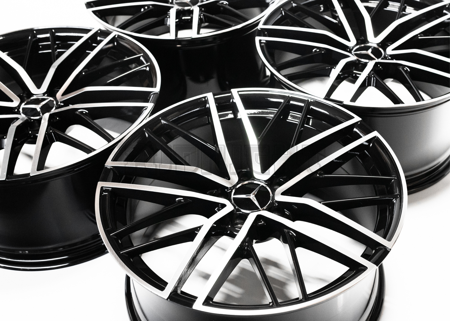 19" Gloss Black Machined Wheels For Mercedes Square Set
