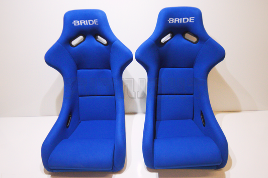 Bride Zeta III Carbon Fiber Style Blue Fabric Fixed Back Seat