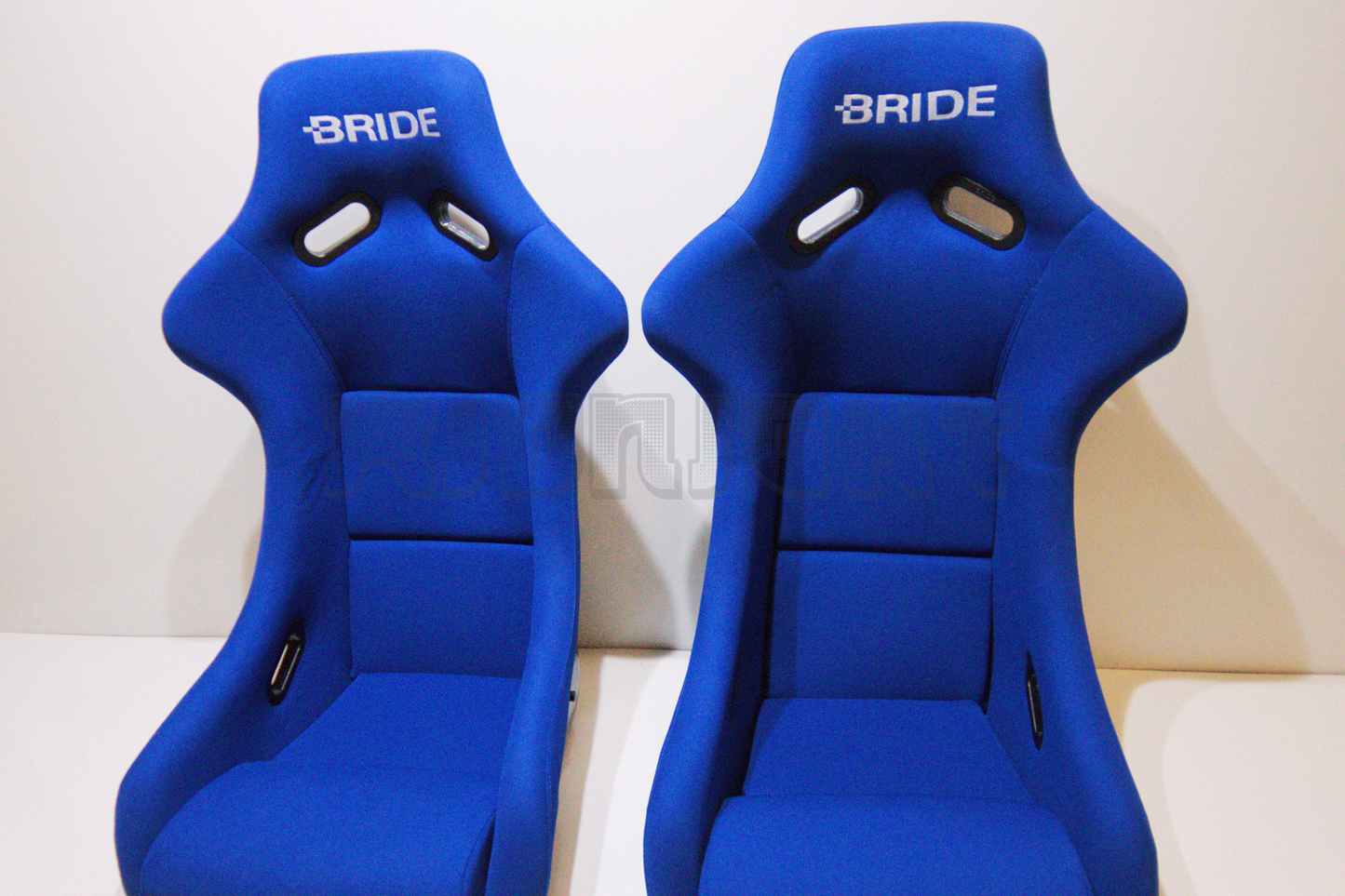 Bride Zeta III Carbon Fiber Style Blue Fabric Fixed Back Seat