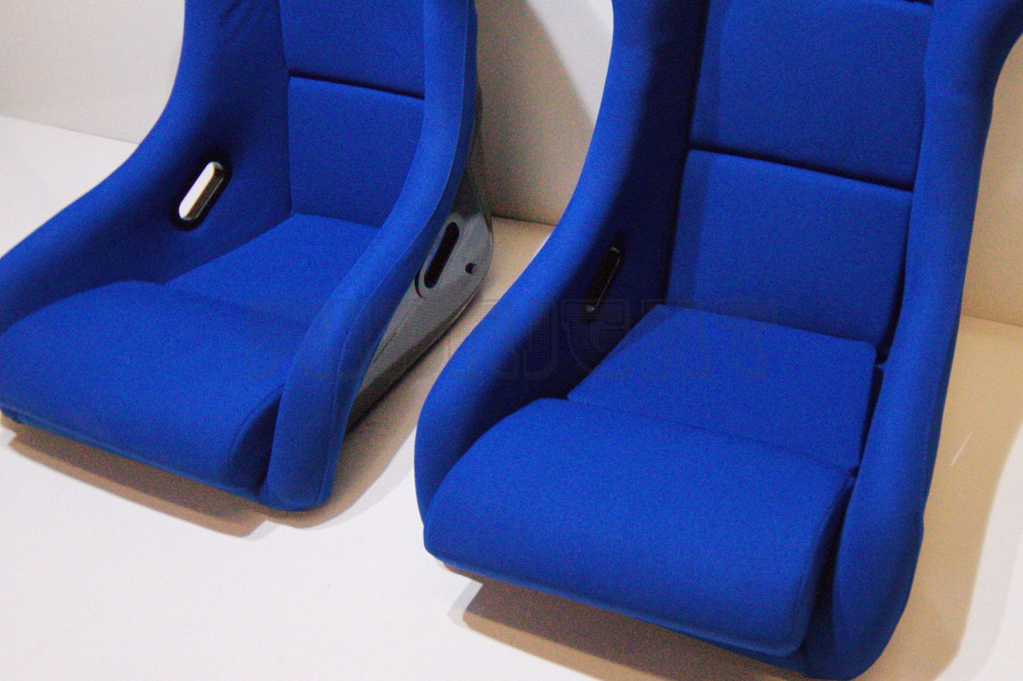 Bride Zeta III Carbon Fiber Style Blue Fabric Fixed Back Seat