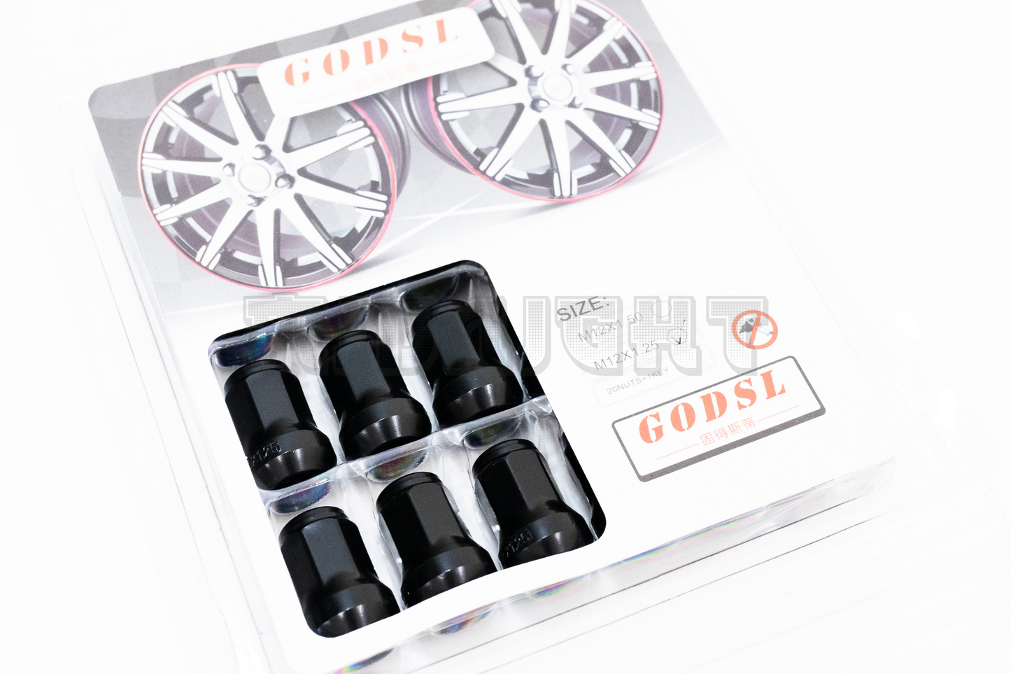 GOD SL Style Black Racing Composite Formula Hexagon Lug Nut Set M12xP1.25 / M12x1.5