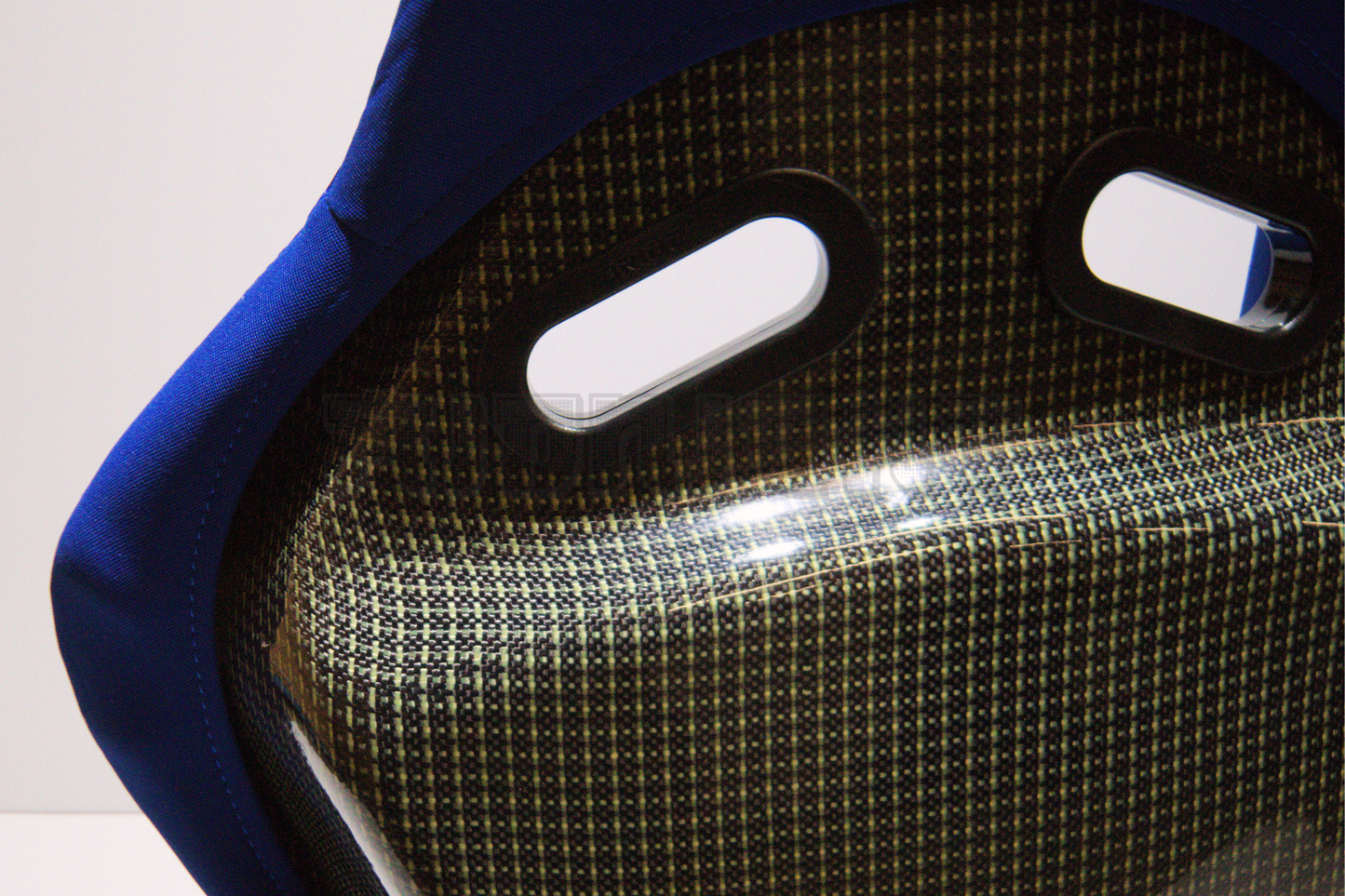 Bride Stradia II Style Blue Fabric Reclinable Bucket Seat Carbon Kevlar Back