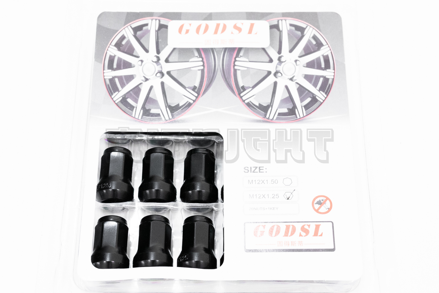 GOD SL Style Black Racing Composite Formula Hexagon Lug Nut Set M12xP1.25 / M12x1.5