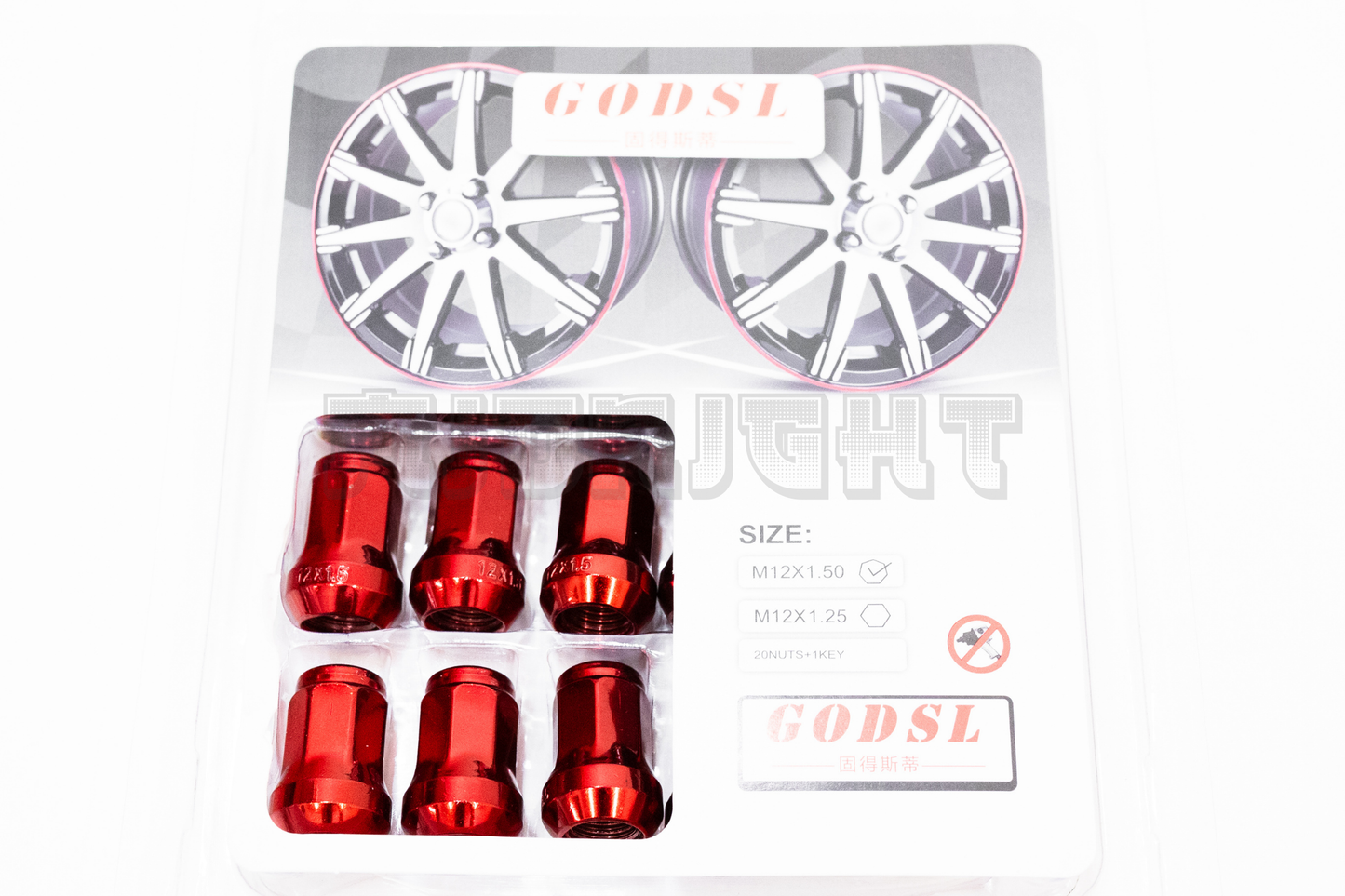 GOD SL Style Red Racing Composite Formula Hexagon Lug Nut Set M12xP1.25 / M12x1.5