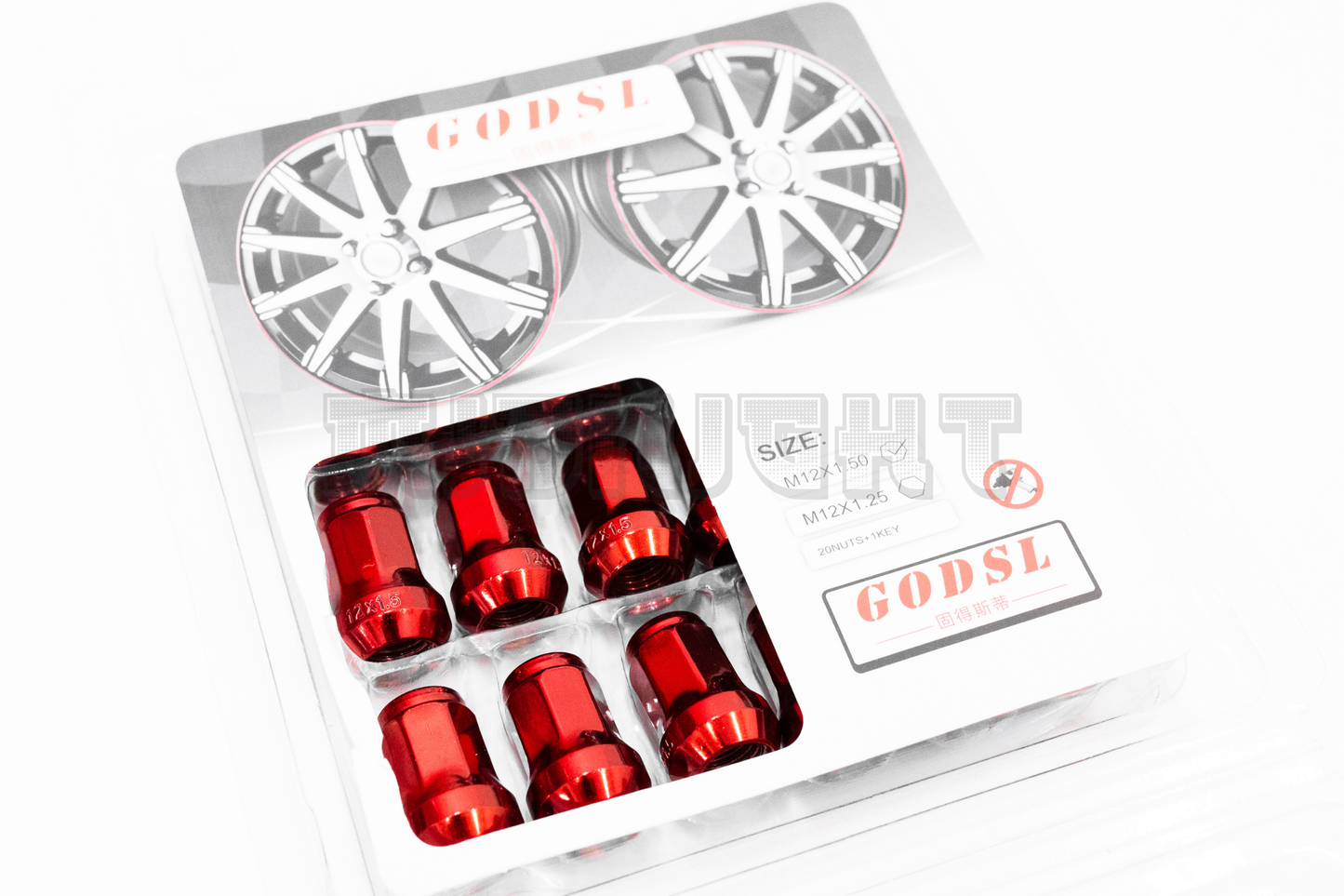 GOD SL Style Red Racing Composite Formula Hexagon Lug Nut Set M12xP1.25 / M12x1.5