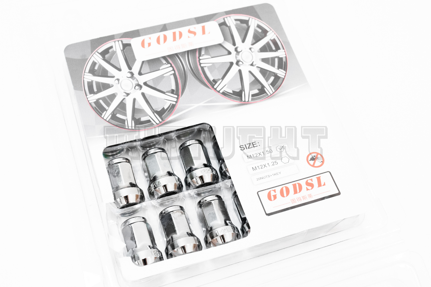 GOD SL Style Chrome Racing Composite Formula Hexagon Lug Nut Set M12xP1.25 / M12x1.5