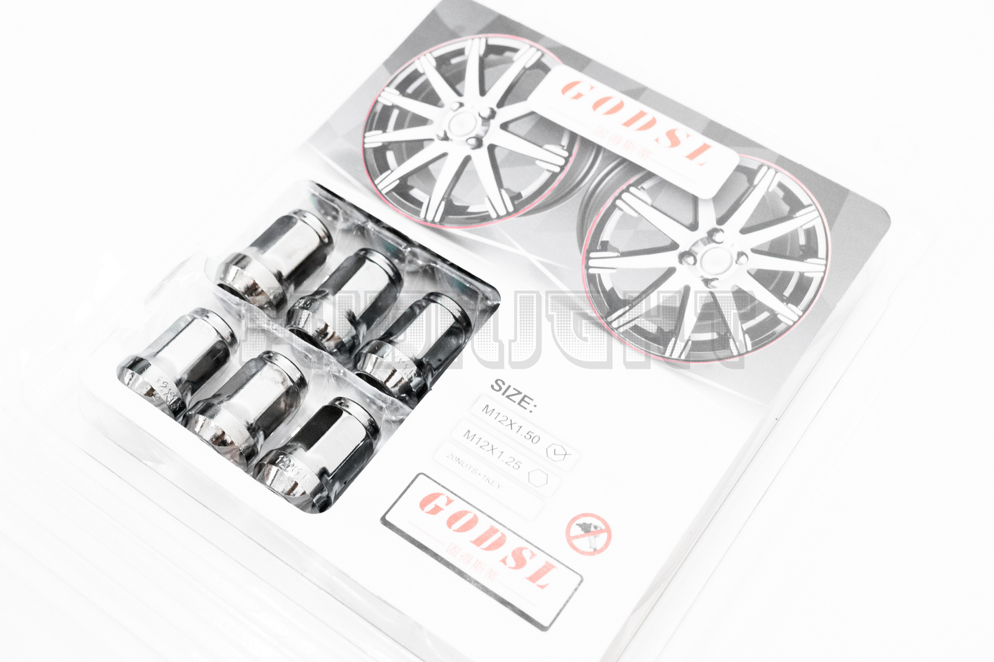 GOD SL Style Chrome Racing Composite Formula Hexagon Lug Nut Set M12xP1.25 / M12x1.5
