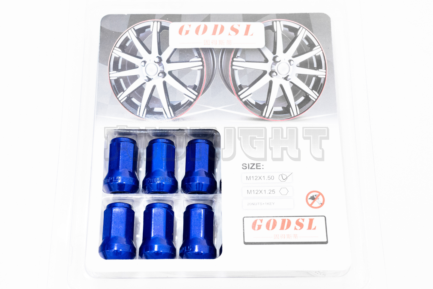 GOD SL Style Blue Racing Composite Formula Hexagon Lug Nut Set M12xP1.25 / M12x1.5