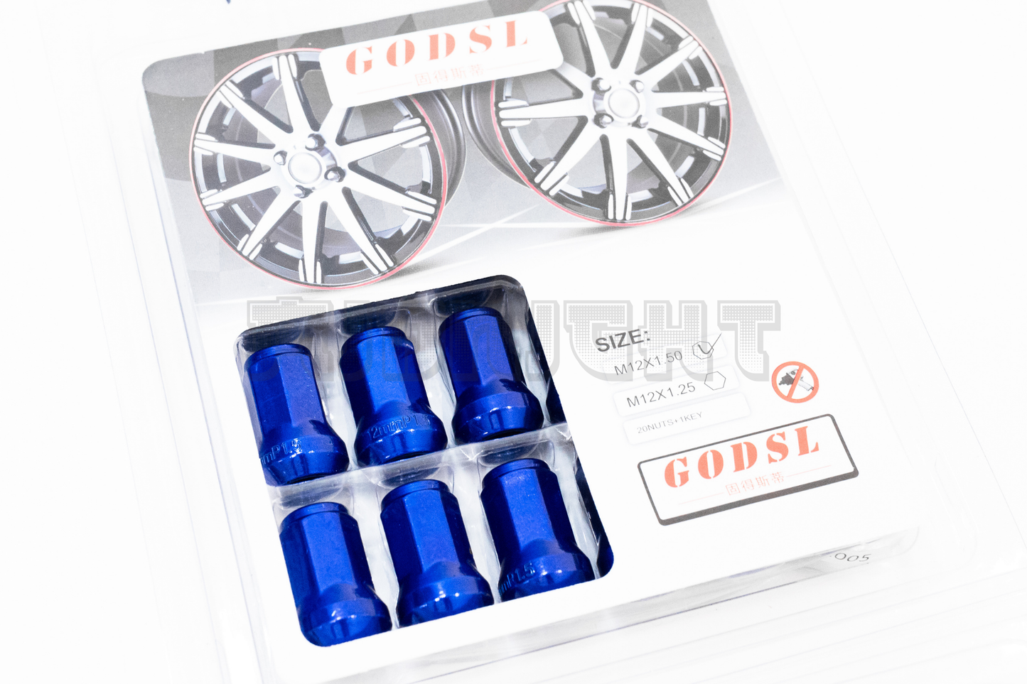 GOD SL Style Blue Racing Composite Formula Hexagon Lug Nut Set M12xP1.25 / M12x1.5