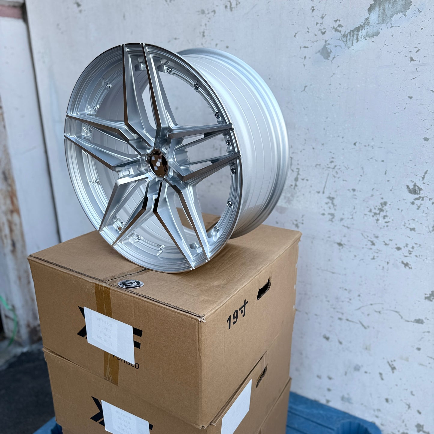 19" Silver/Machined Vossen Style Wheels Rims 19x8.5 +35 5x114.3 CB73.1