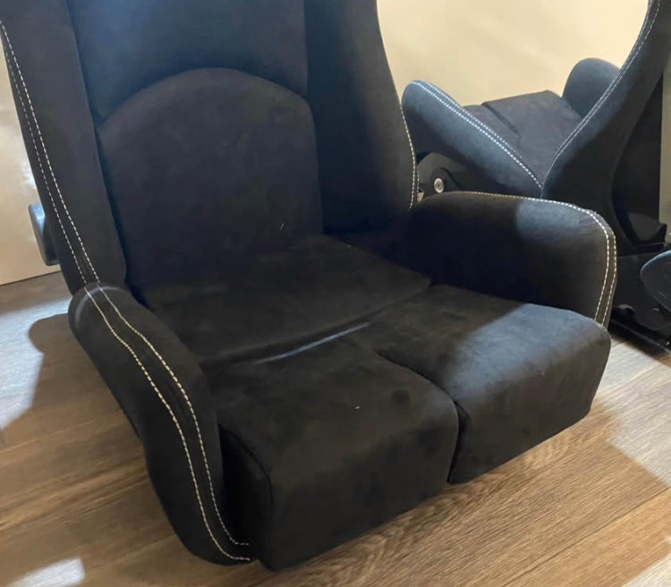 Bride Japan Seats Suede Edition with real carbon fiber back Recliner Black Seat Set.