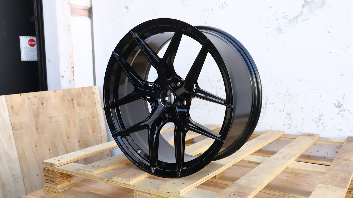 19" Black BBS Style Wheels Set of 4 19x8.5 +35 5x112