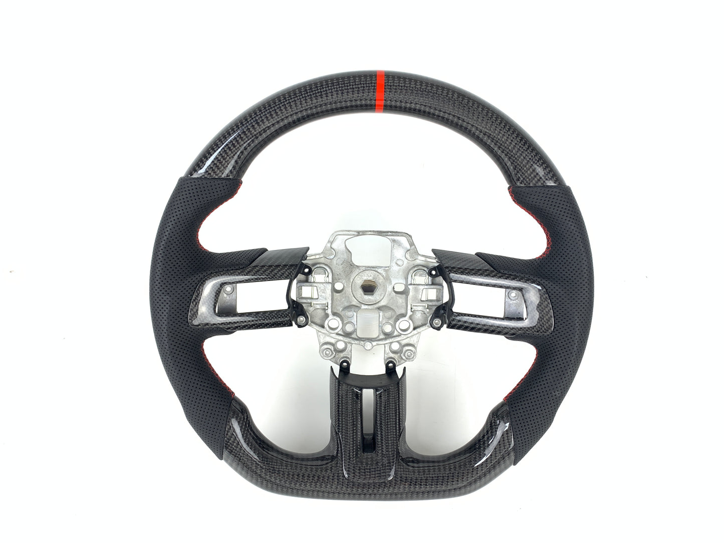 Carbon Fiber Steering Wheel W/ Red Stripe For Ford Mustang 2015-2017