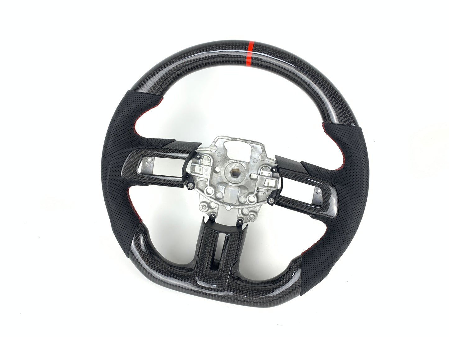 Carbon Fiber Steering Wheel W/ Red Stripe For Ford Mustang 2015-2017