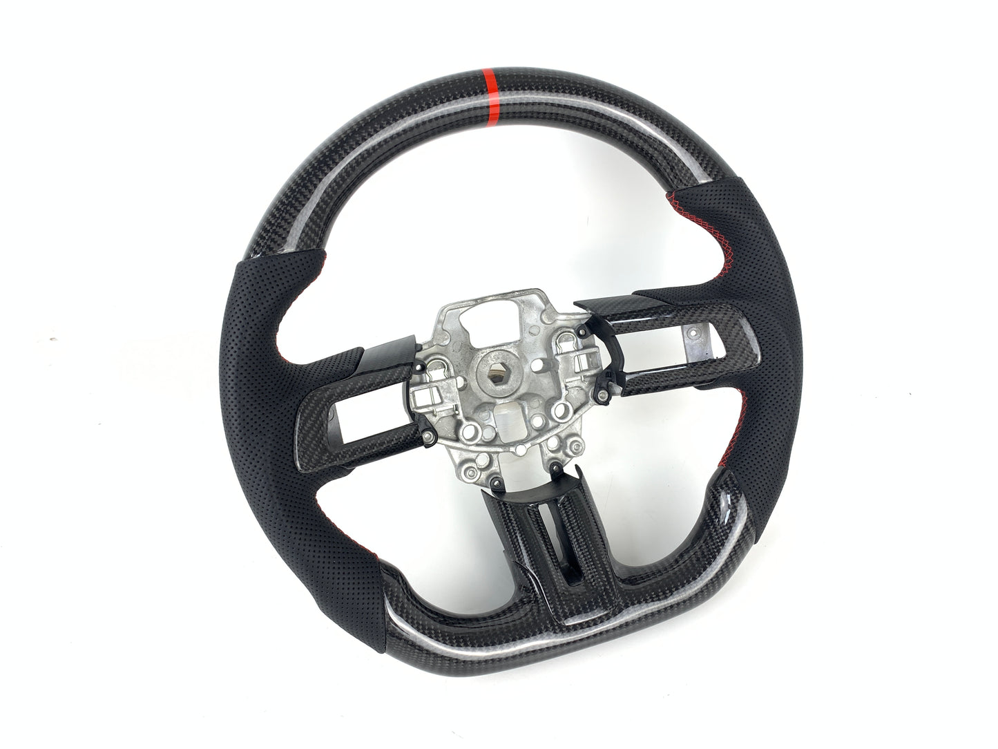 Carbon Fiber Steering Wheel W/ Red Stripe For Ford Mustang 2015-2017