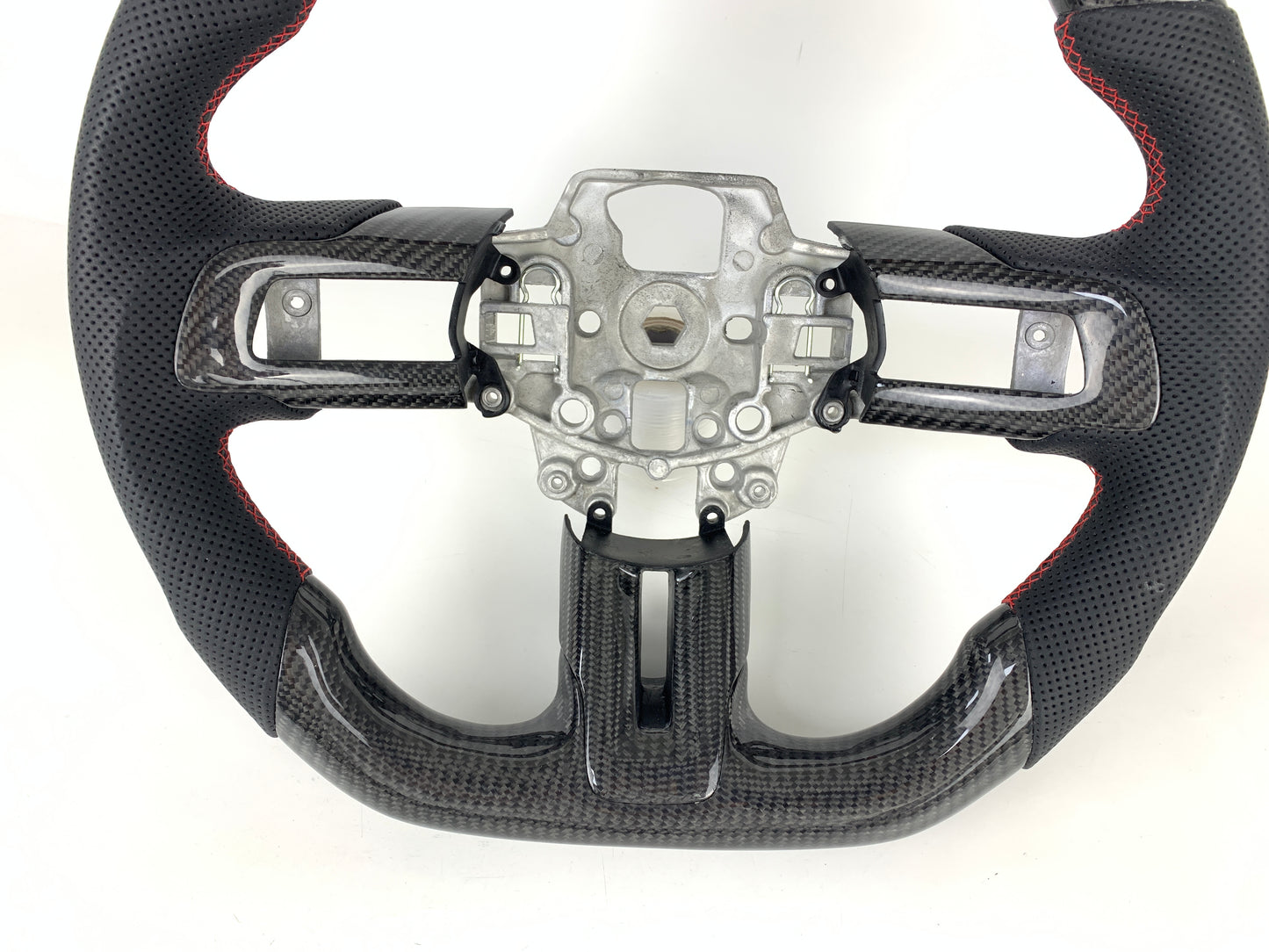 Carbon Fiber Steering Wheel W/ Red Stripe For Ford Mustang 2015-2017