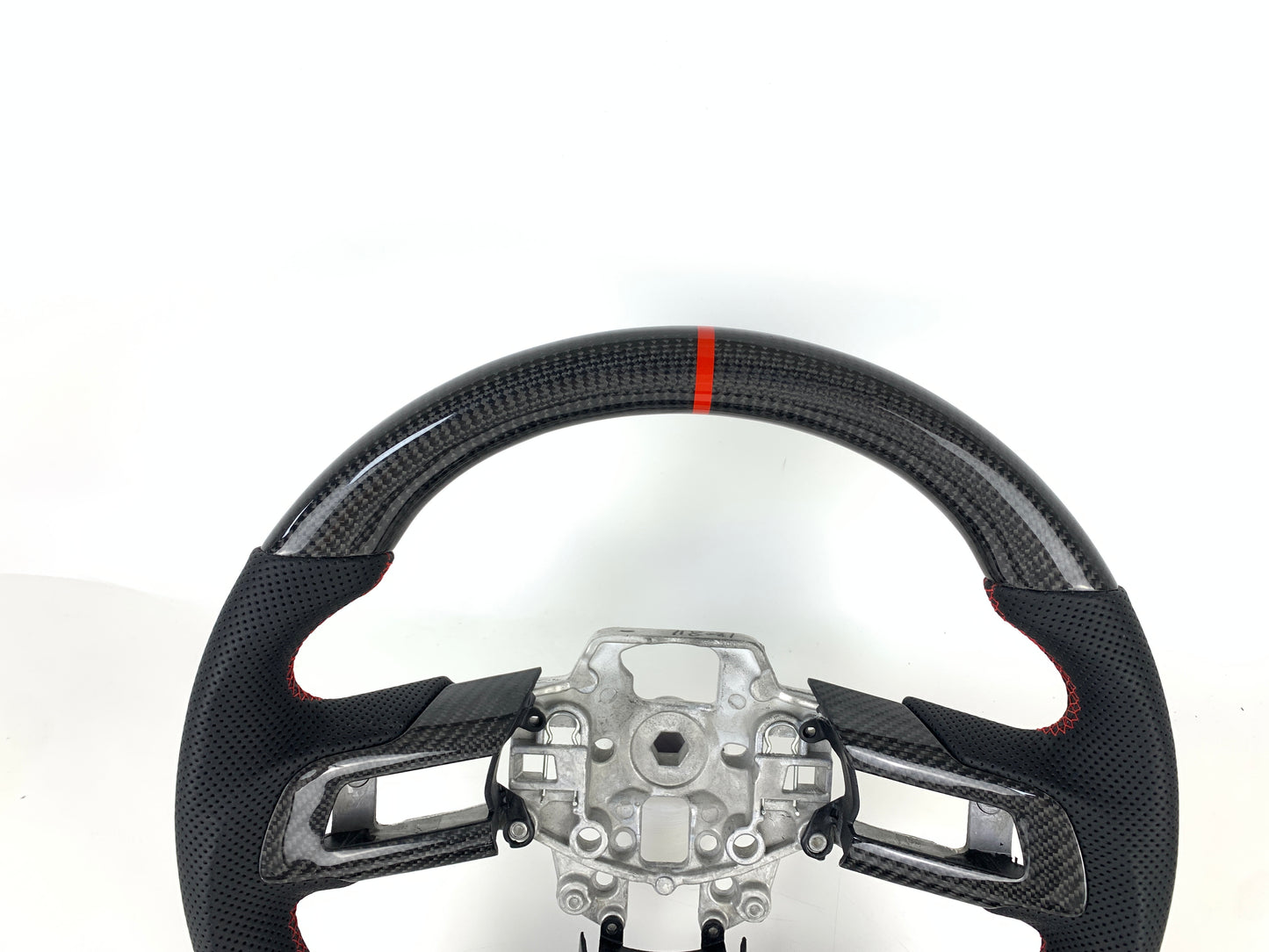 Carbon Fiber Steering Wheel W/ Red Stripe For Ford Mustang 2015-2017