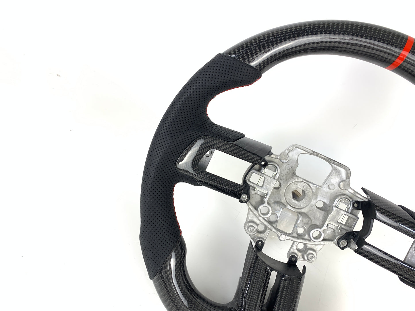 Carbon Fiber Steering Wheel W/ Red Stripe For Ford Mustang 2015-2017