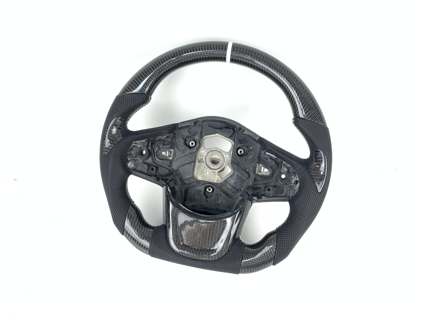 Carbon Fiber Steering Wheel W/ White Stripe For A90 Toyota Supra 2019+