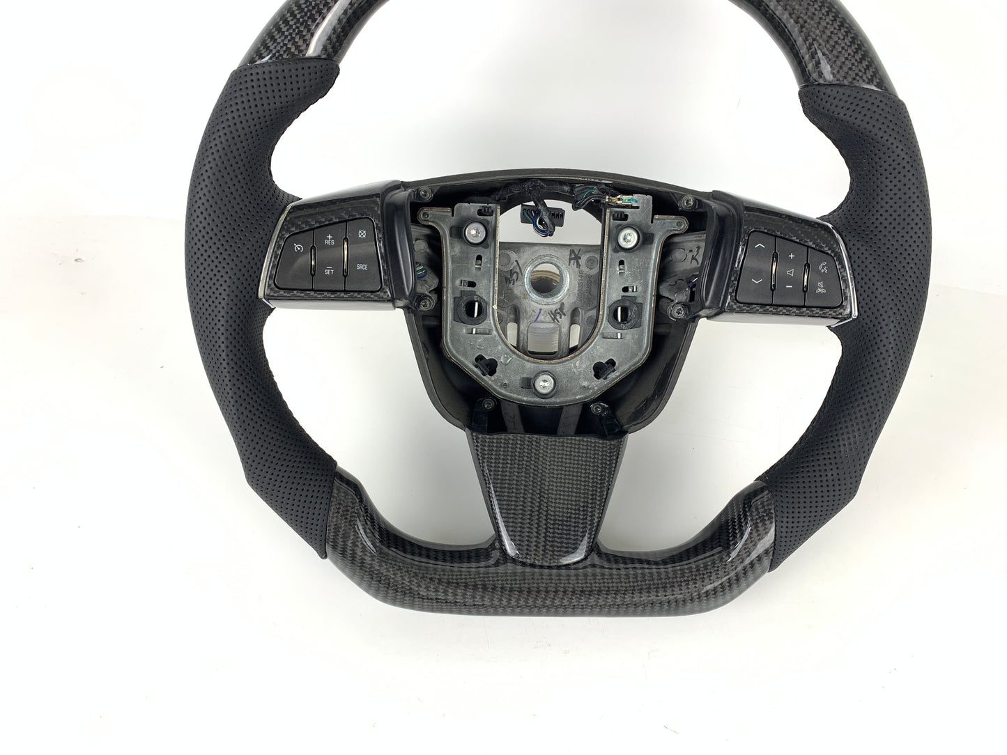 Carbon Fiber Steering Wheel W/ Red Stripe For Cadillac CTSV CTS 2008-2014 SLS 2007-2012 SRX 2010-2012