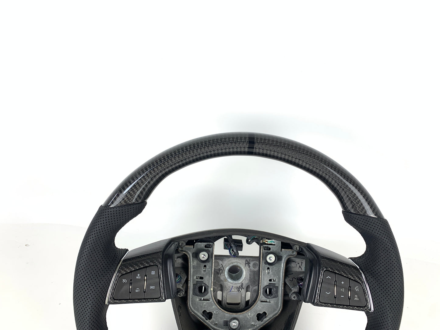 Carbon Fiber Steering Wheel W/ Red Stripe For Cadillac CTSV CTS 2008-2014 SLS 2007-2012 SRX 2010-2012