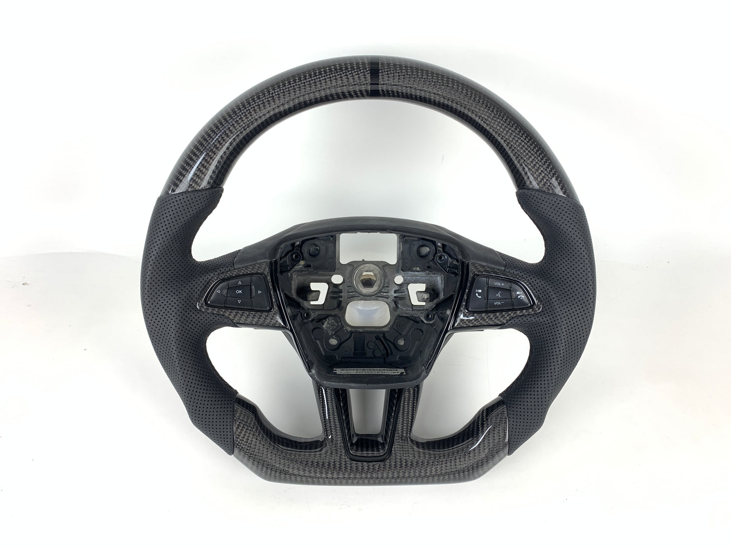Carbon Fiber Steering Wheel W/ Black Stripe For Ford Focus RS ST MK3 2015-2018