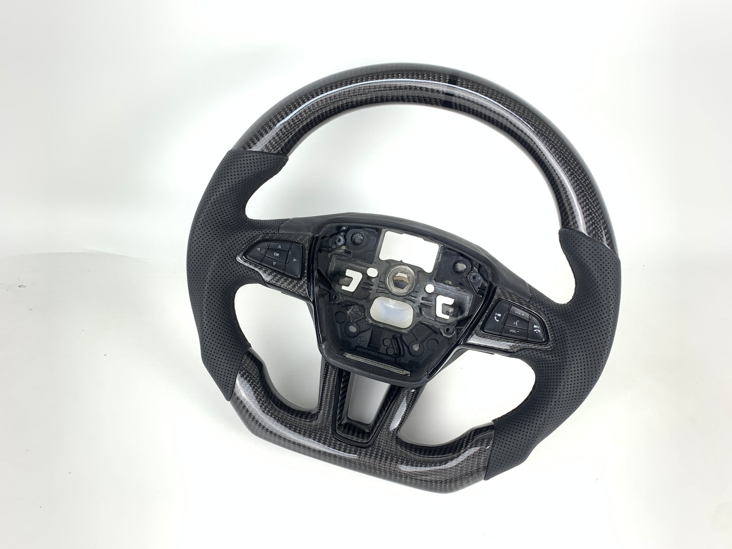 Carbon Fiber Steering Wheel W/ Black Stripe For Ford Focus RS ST MK3 2015-2018
