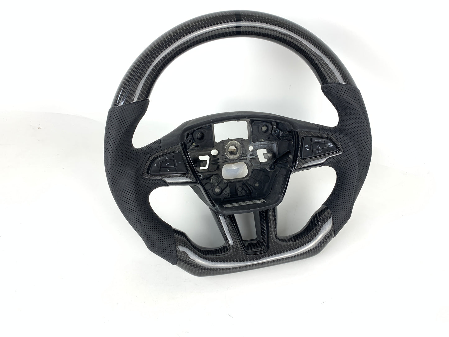 Carbon Fiber Steering Wheel W/ Black Stripe For Ford Focus RS ST MK3 2015-2018