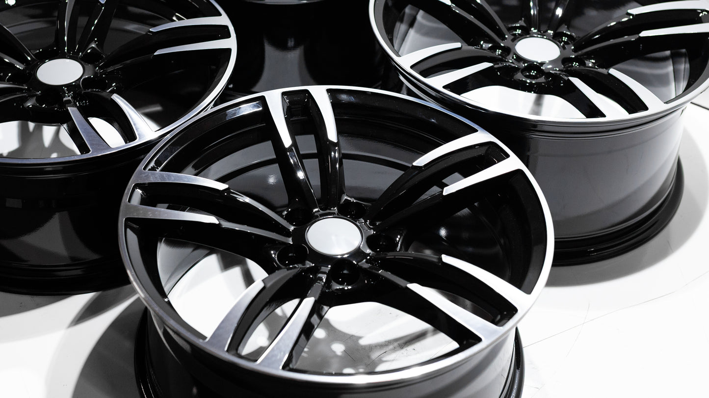 19" Gloss Black Machined M Sport Style Wheels For BMW (5x120) Staggered Set 19x8.5/9.5