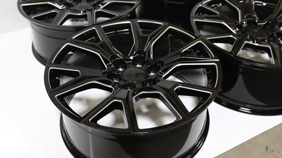 22" Black Milled GMC Style Wheels Set of 4 22x9.0 +28 6x139.7