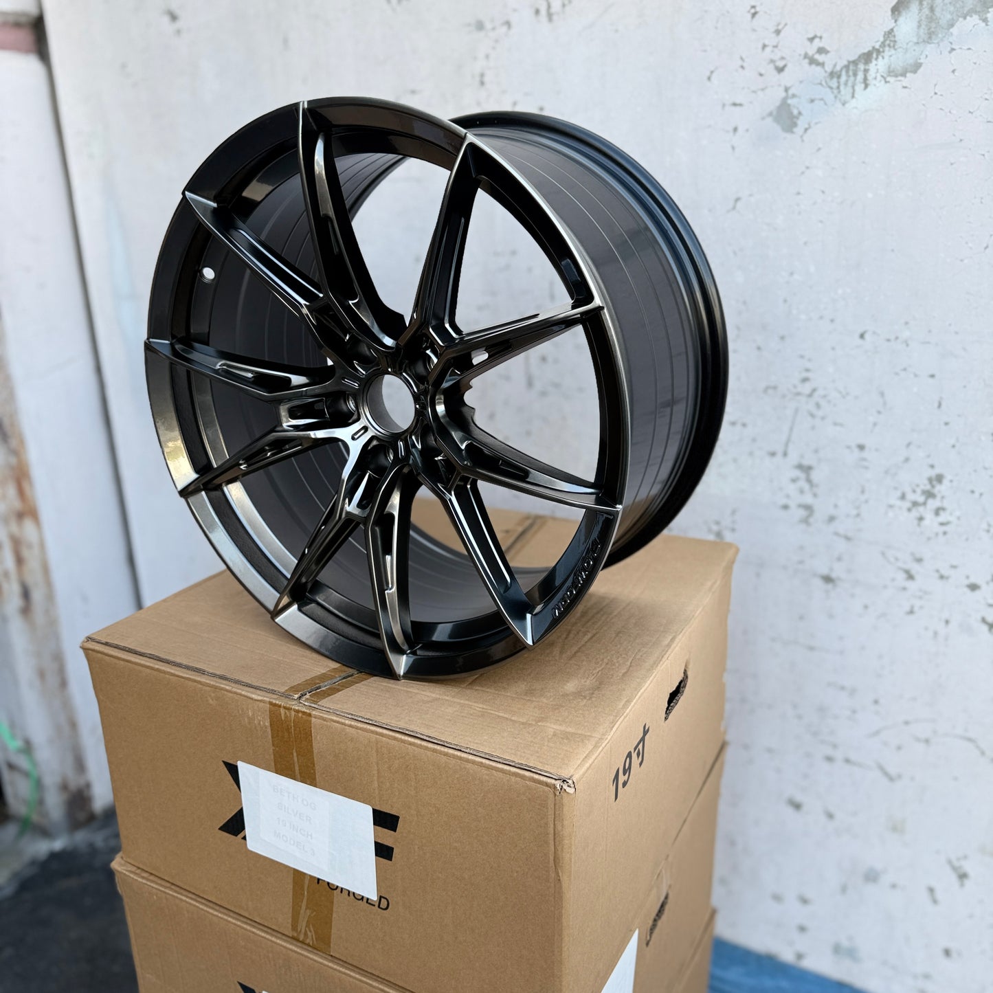 19" Hyper Black Vossen Style Wheels Rims 19x9.5 +38 5x114.3 CB73.1