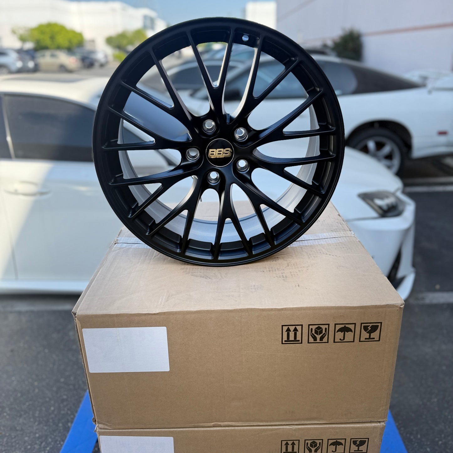 18" Satin Black BBS Style Wheels Rims 18x8.0 +38 5x114.3 CB73.1