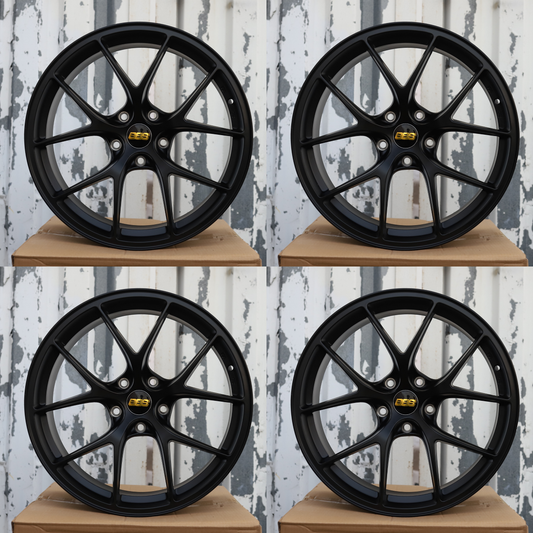 19" Matte Black BBS RIA RI-A Style Wheels Rims 19x9.5 +35 5x120 CB72.6