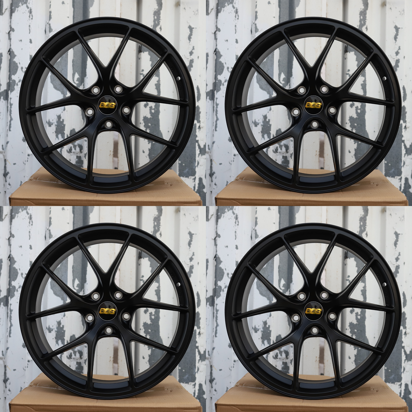 19" Matte Black BBS RIA RI-A Style Wheels Rims 19x9.5 +35 5x114.3 CB73.1