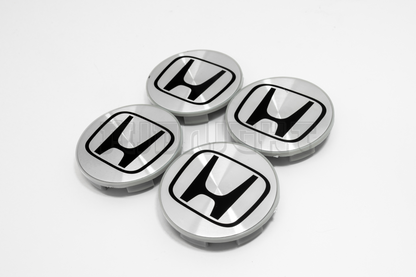 Set Of Four Honda Silver & Black Center Hub Caps