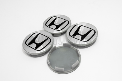 Set Of Four Honda Silver & Black Center Hub Caps