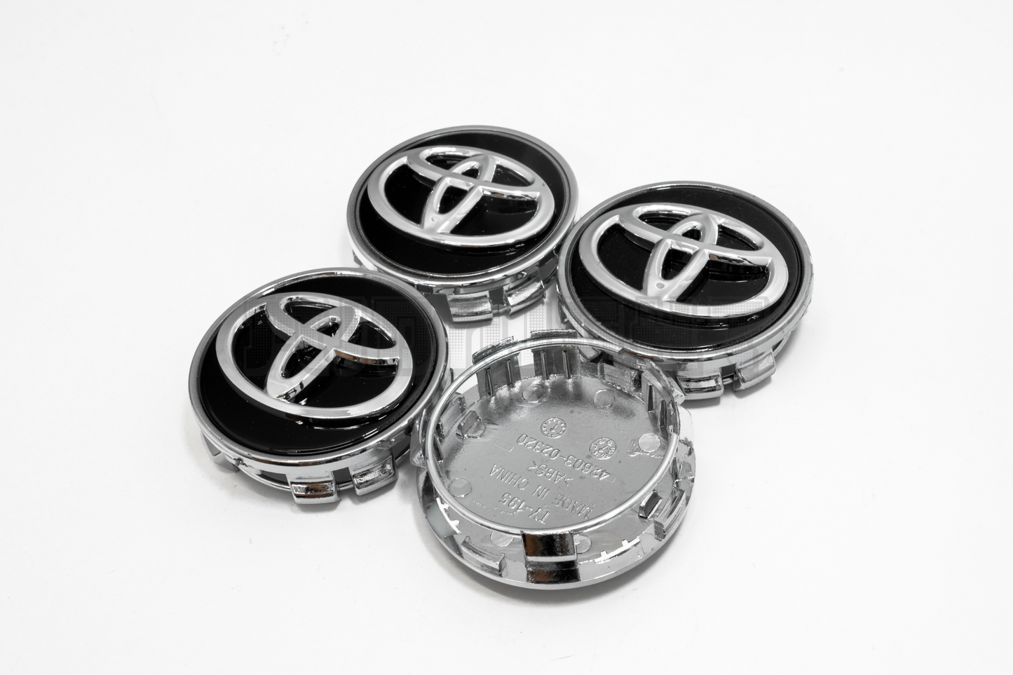 Set Of Four Toyota Black & Chrome Wheel Center Hub Caps